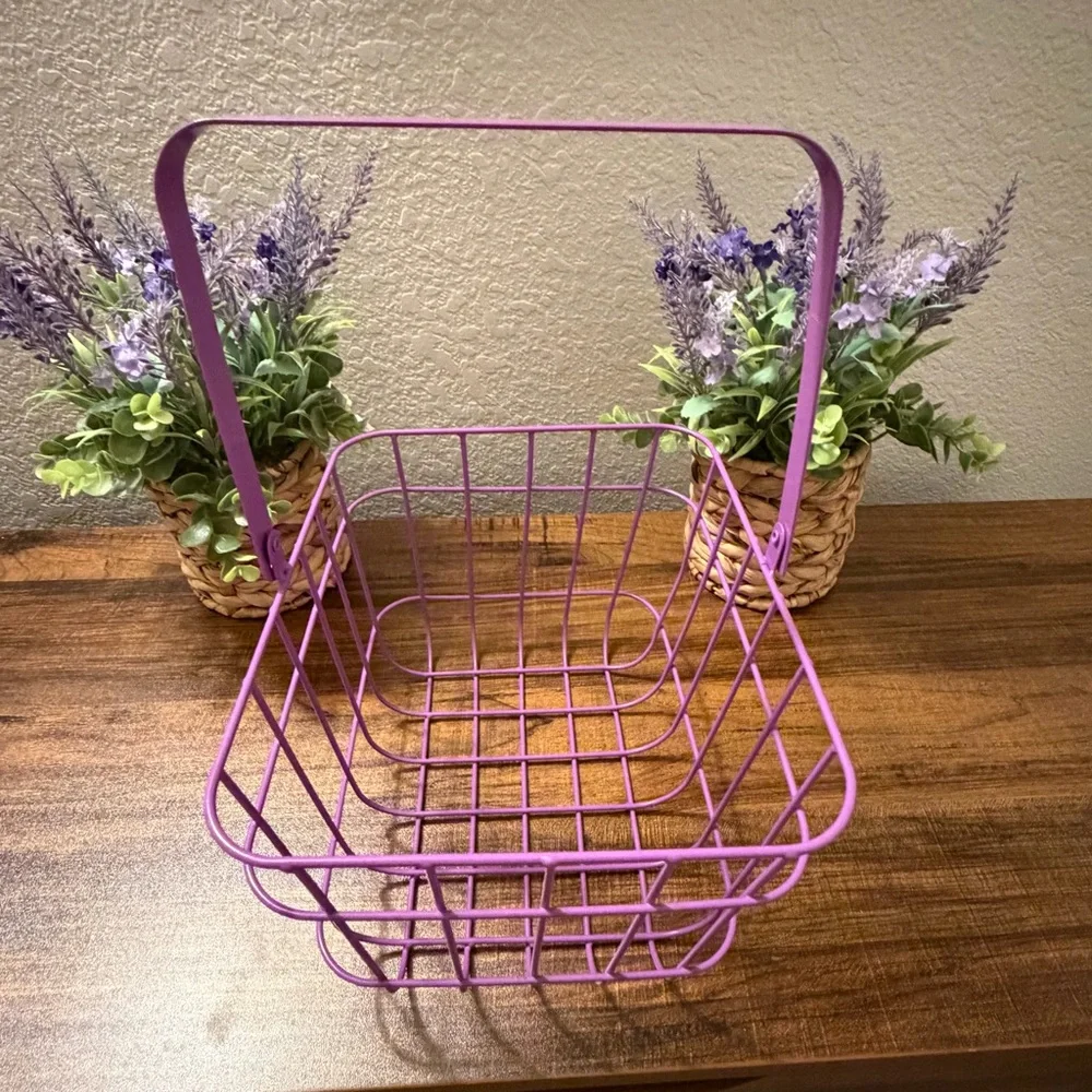 Purple Wire Basket with Handle